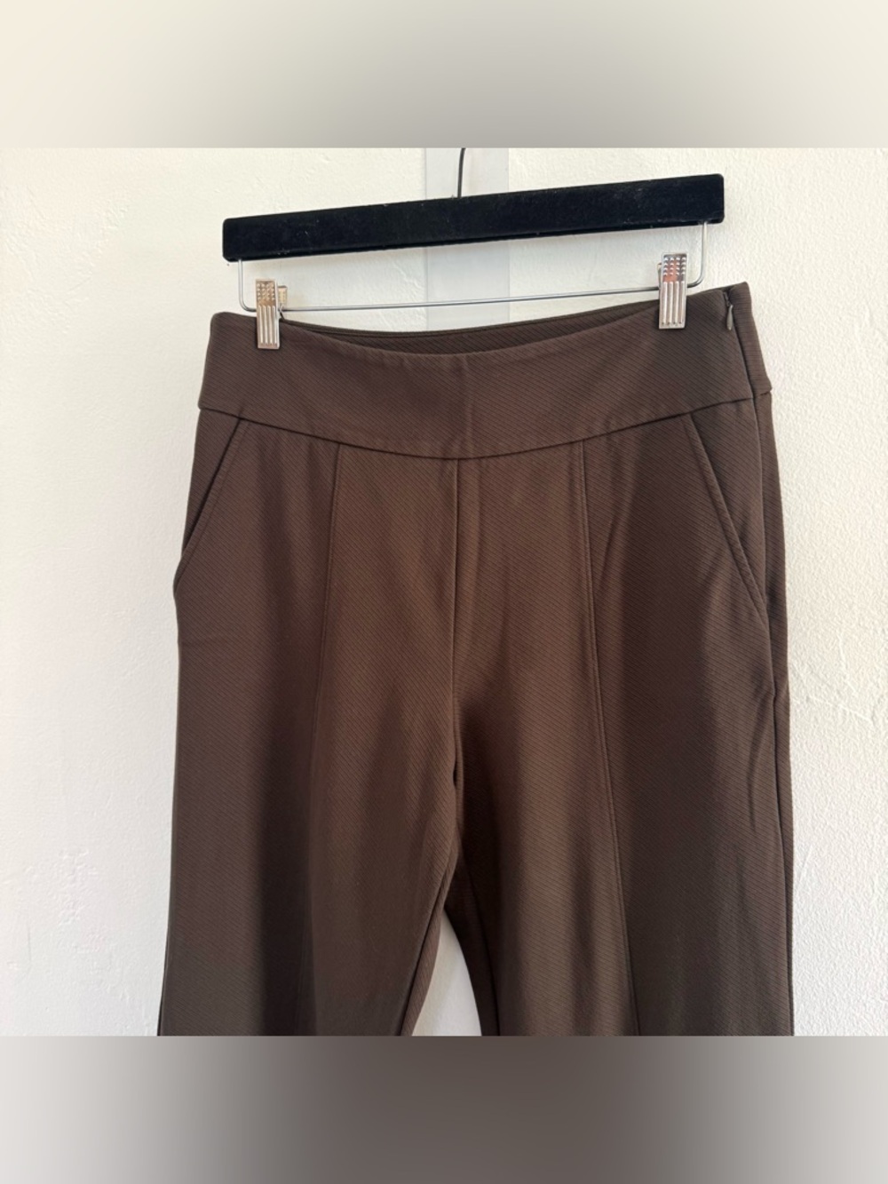 Cabi Academy Trousers Wide Leg High Rise Rib Ponte Olive Green Wren 4132R - Picture 7 of 13